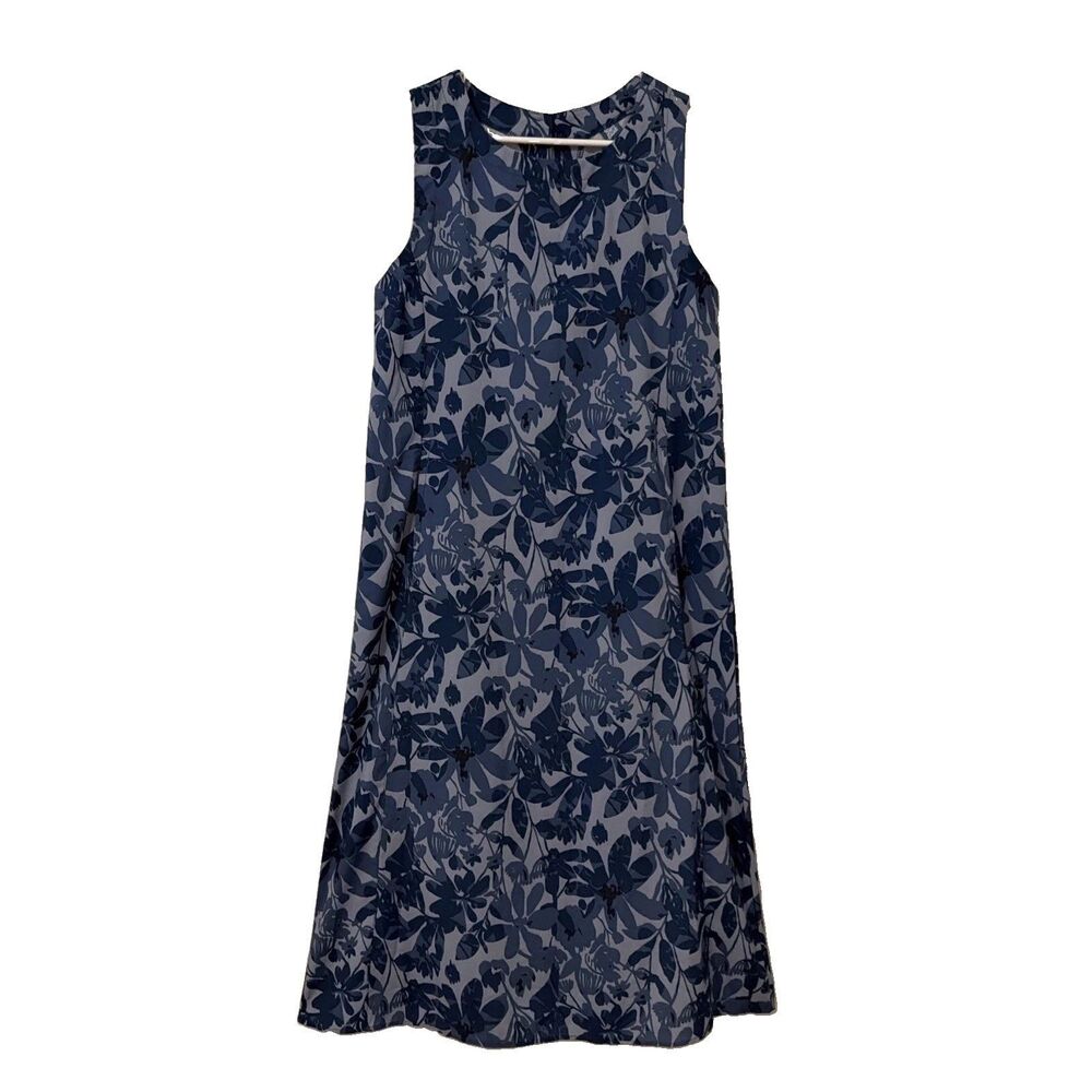 Rip Skirt Maxi Dress Tank Blue Floral Hawaiian Resort Beach - Small